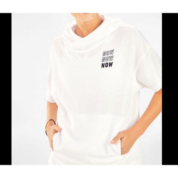 Fabletics Hadley Hi-Low Now Now Now White Pullover Hoodie Size Small - Picture 3 of 8